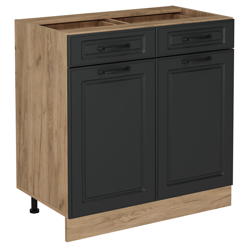 Vicco - Küchenunterschrank R-line, Anthrazit Landhaus, 80 Cm Ohne Arbeitsplatte