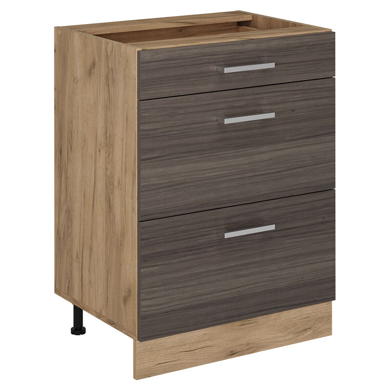 Küchenunterschrank R-line, Edelgrau, 60 Cm Mit Schubladen, Ohne Arbeitsplatte Vicco