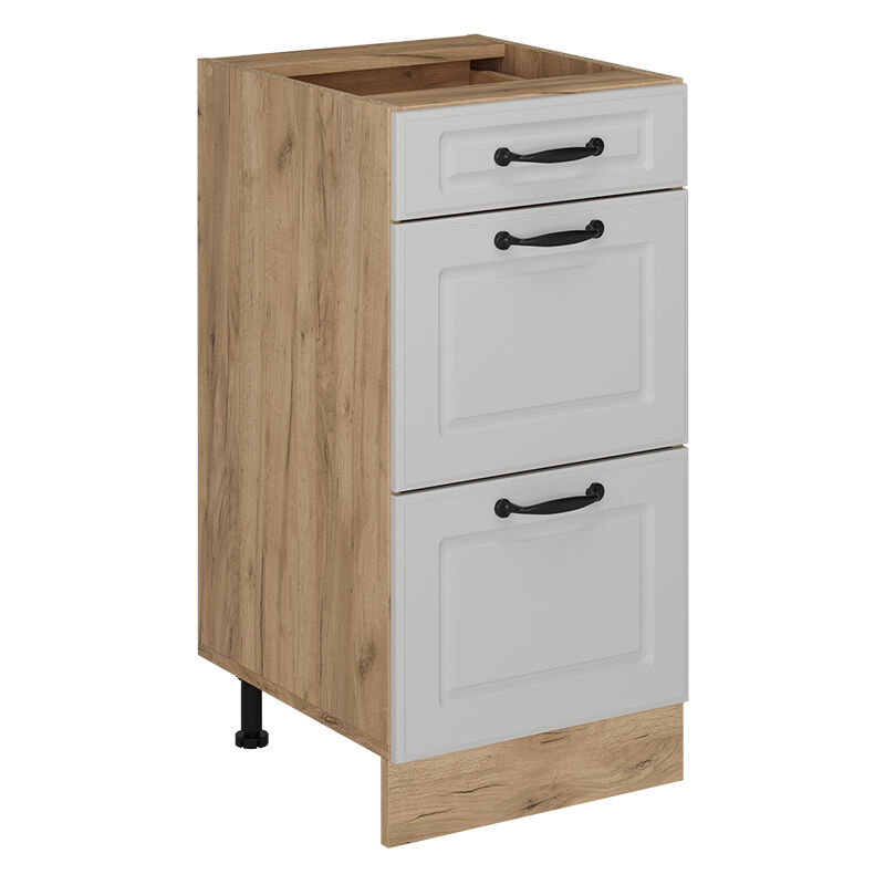 Küchenunterschrank R-line, Weiß Landhaus, 40 Cm Mit Schubladen, Ohne Arbeitsplatte Vicco