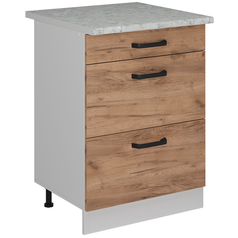 Vicco - Schubladenschrank R-line, Goldkraft Eiche, 60 Cm Ap Marmor