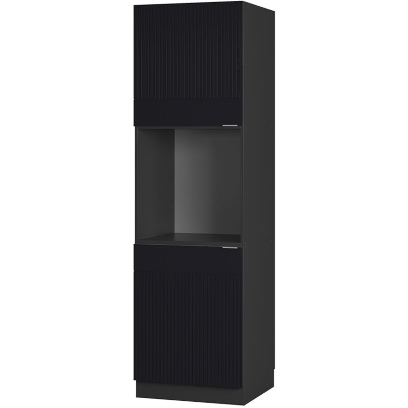 Vicco - Meuble pour four Fame-Line, Noir rayé, 60 cm ouvert
