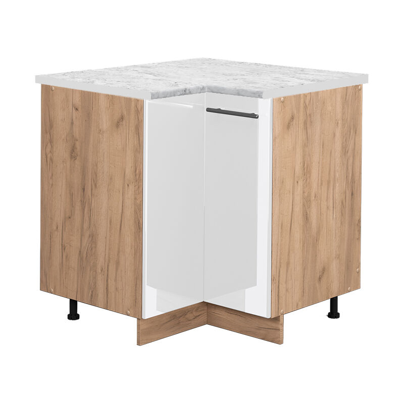 Vicco - Eckunterschrank Fame-line, Weiß Hochglanz, 80.5 Cm, Ap Marmor