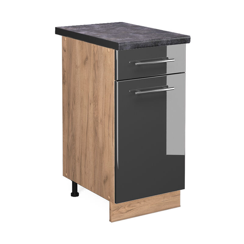 Vicco - Küchenunterschrank Fame-line, Anthrazit Hochglanz, 40 Cm , Ap Anthrazit