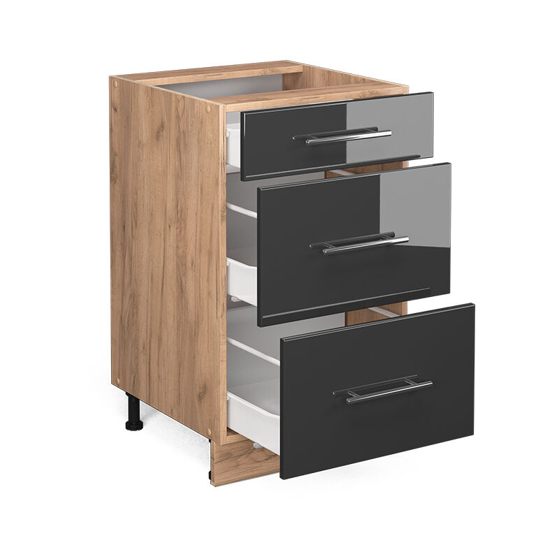 Vicco - Küchenunterschrank Fame-line, Anthrazit Hochglanz, 50 Cm , Ap Anthrazit