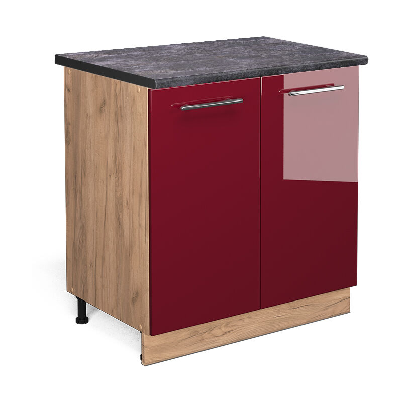 Spülenunterschrank Fame-line, Bordeaux Hochglanz, 80 Cm Mit Regal, Ap Anthrazit, Vicco