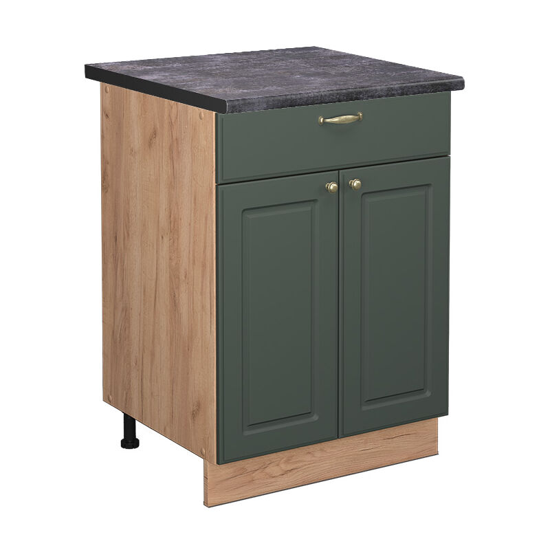 Küchenunterschrank Fame-line, Grün-gold Landhaus, 60 Cm Mit Schublade, Ap Anthrazit Vicco