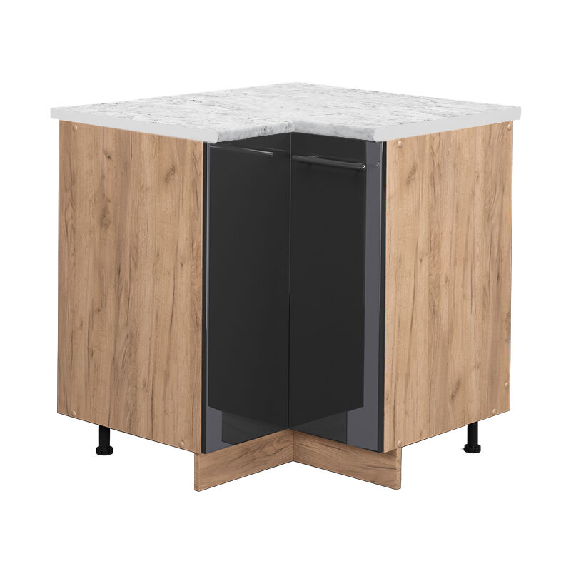 Vicco - Eckunterschrank Fame-line, Anthrazit Hochglanz, 80.5 Cm, Ap Marmor