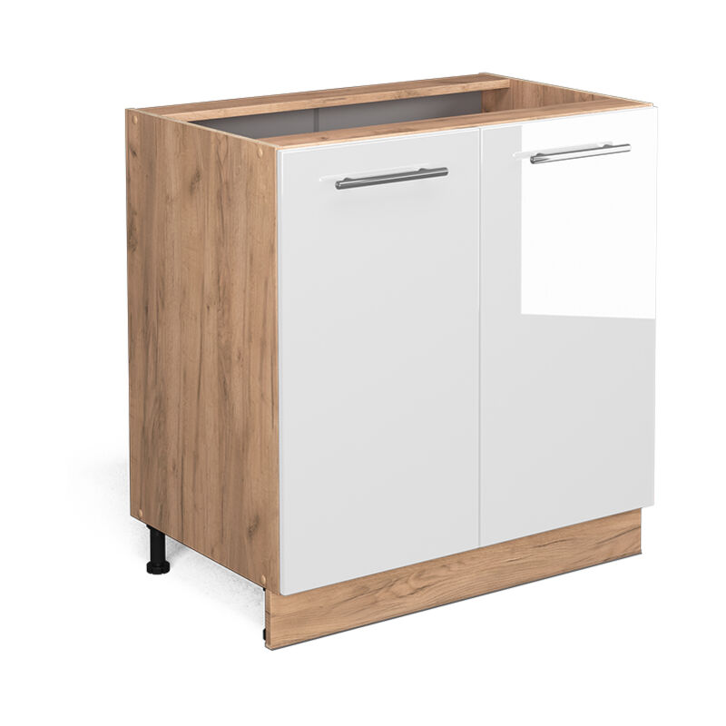 Spülenunterschrank Fame-line, Weiß Hochglanz, 80 Cm Mit Regal, Ohne Arbeitsplatte Vicco