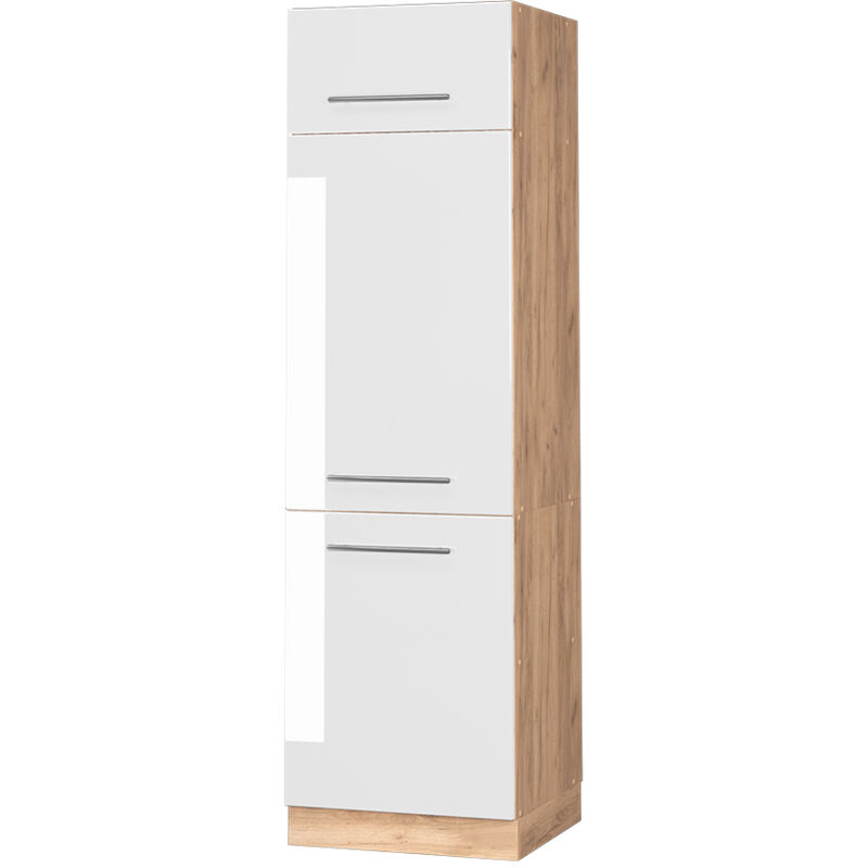 Vicco - Kühlumbauschrank Fame-line, Weiß Hochglanz, 60 Cm