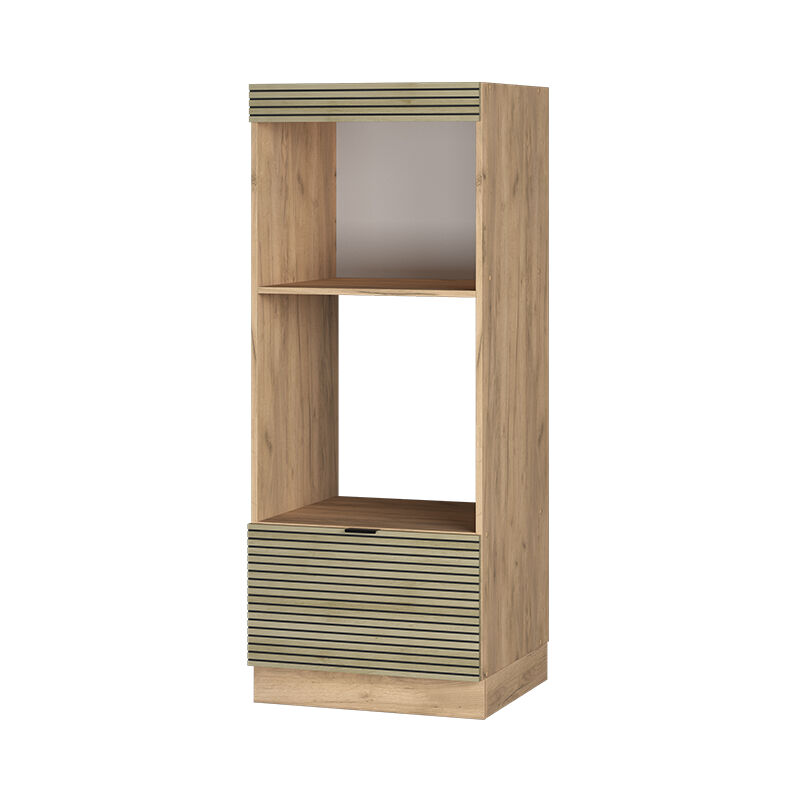 Vicco - Meuble micro-ondes Fame-Line, Panneau en chêne, 60cm ouvert