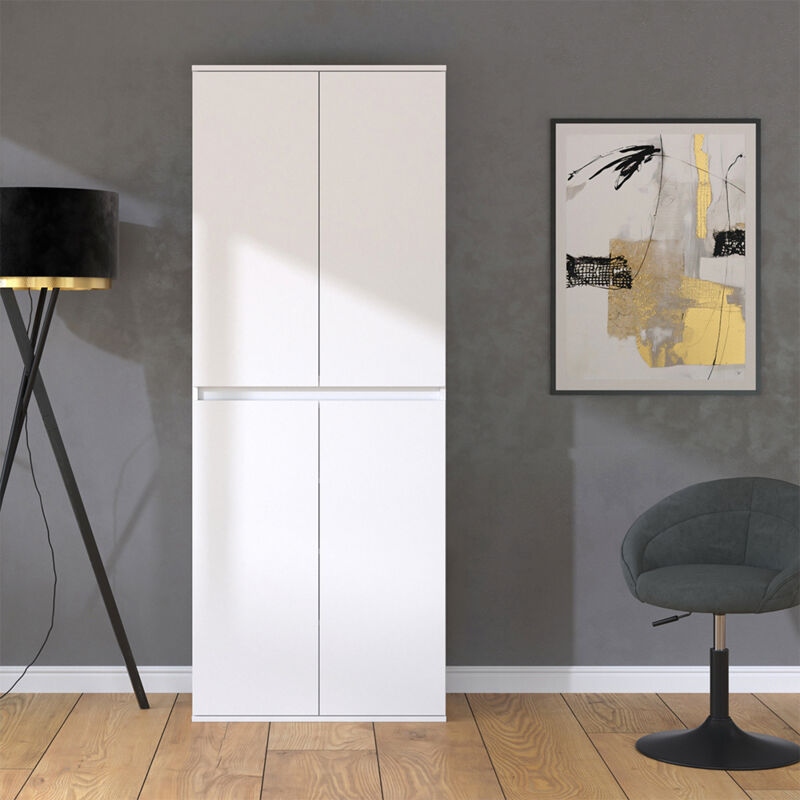 Vicco - Armoire à vêtements Claus, Blanc, 74x191.5cm avec 4 portes Vicco - Armoire à vêtements Claus, Blanc, 74x191.5cm avec 4 portes