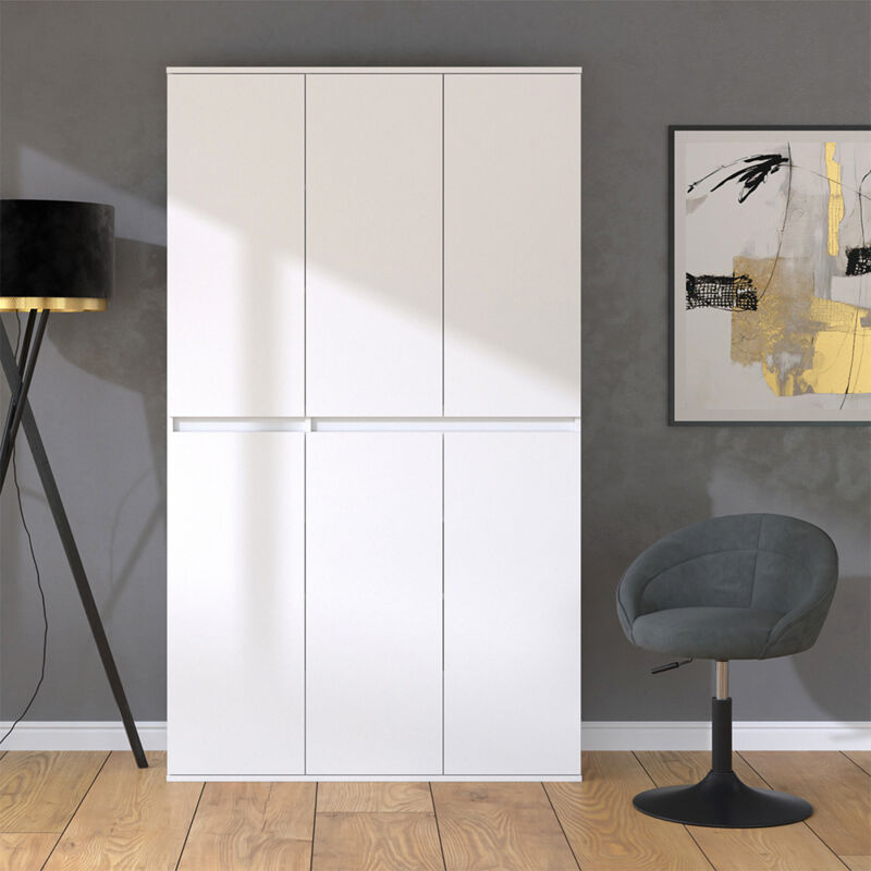 Vicco – Armoire Claus blanche 111x191,5cm – 6 portes battantes – Panneau de particules 16mm – Tringle à vêtements intégrée Vicco – Armoire Claus blanche 111x191,5cm – 6 portes battantes – Panneau de particules 16mm – Tringle à vêtements intégrée