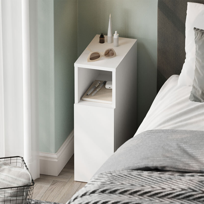 Table de chevet Enton, Blanc, 20x59.5cm avec 1 porte, Vicco