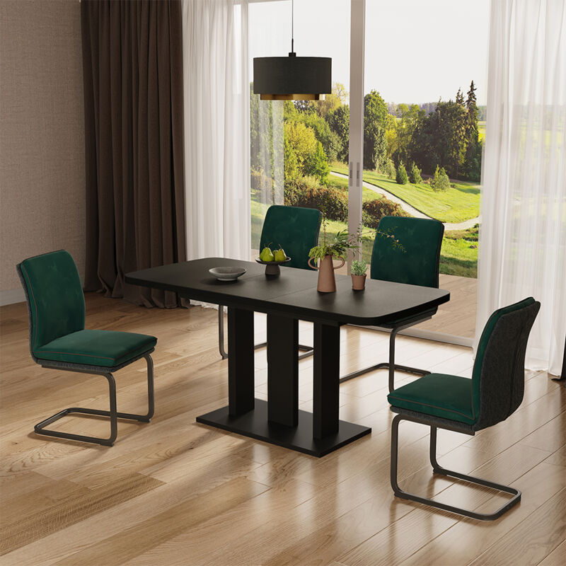 Esstisch Fenaro, Schwarz, 120 X 80 Cm 2 Teile, Vicco