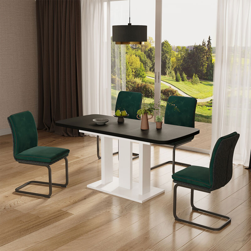 Esstisch Fenaro, Schwarz/weiß, 120 X 80 Cm 2 Teile, Vicco