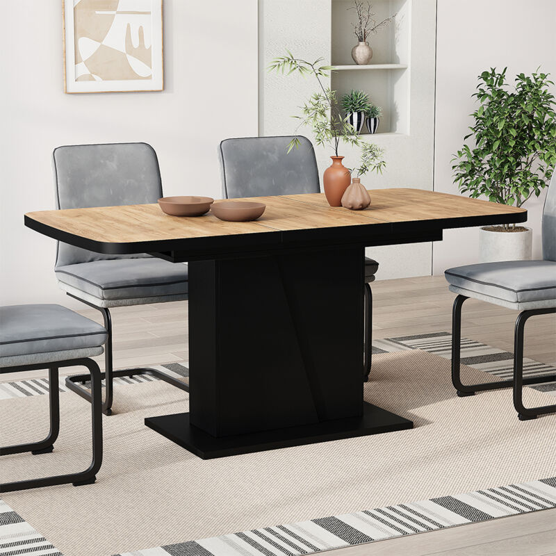 Esstisch Fenaro, Schwarz/goldkraft Eiche, 120 X 80 Cm Ausziehbar, Vicco