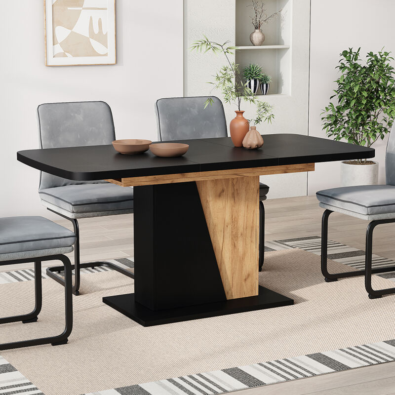 Esstisch Fenaro, Goldkraft Eiche/schwarz, 120 X 80 Cm Ausziehbar, Vicco
