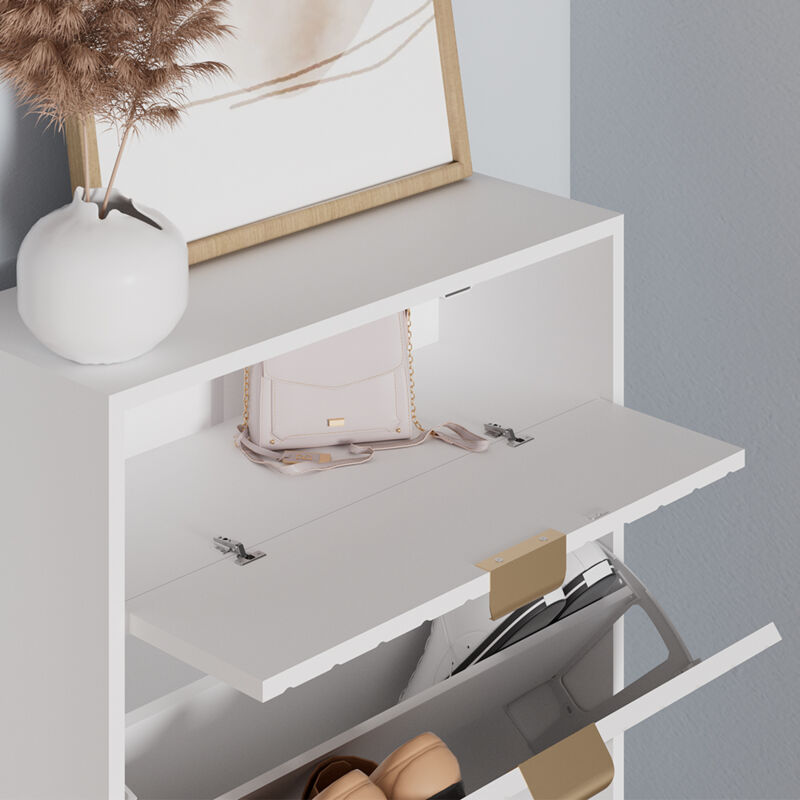 Vicco - Schuhschrank Helge, Weiß, 60 X 107.5 Cm 2 Fächer