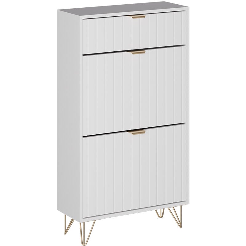 Vicco - Armoire à chaussures Helge, Blanc, 60x107.5cm 2 compartiments