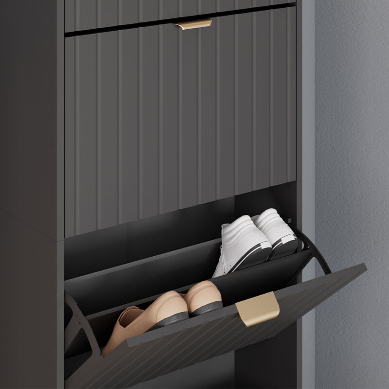 Vicco - Schuhschrank Helge, Schwarz, 60 X 166.7 Cm 4 Fächer