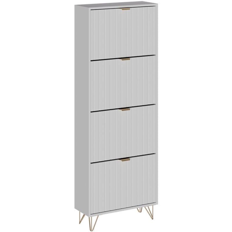 Vicco - Armoire à chaussures Helge, Blanc, 60x166.7cm 4 compartiments