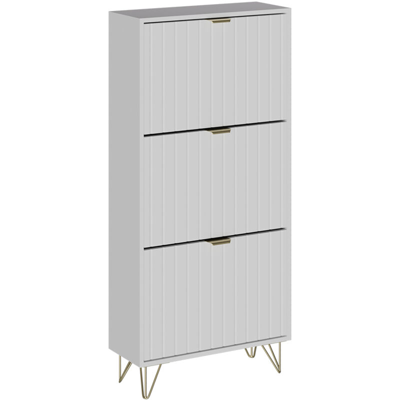 Vicco - Armoire à chaussures Helge, Blanc, 60x128.5cm 3 compartiments