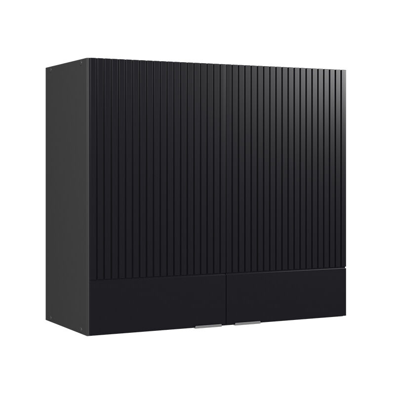 Meuble de cuisine haut vitré Fame-Line, Noir rayé, 80 cm, Vicco