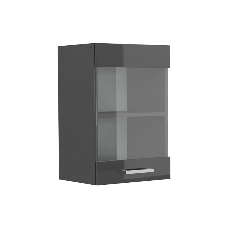 Meuble de cuisine haut vitré R-Line, Anthracite Haute brillance, 40cm Vicco