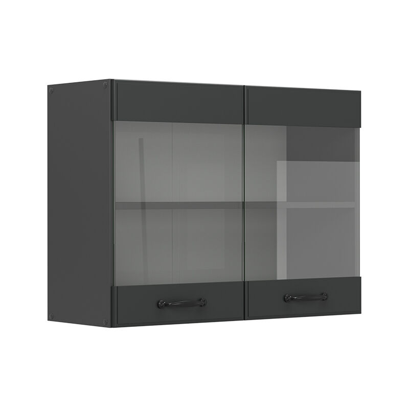 Vicco - Küchenglashängeschrank R-line, Anthrazit Landhaus, 80 Cm