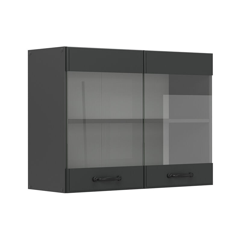 Meuble de cuisine haut vitré R-Line, Anthracite campagne, 80cm Vicco