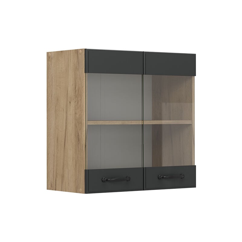 Meuble de cuisine haut vitré R-Line, Anthracite campagne, 60cm Vicco