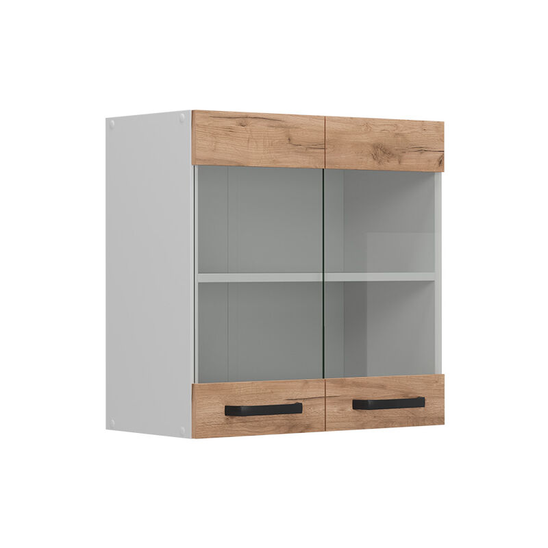 Vicco - Meuble de cuisine haut vitré R-Line, Chêne de force doré, 60cm