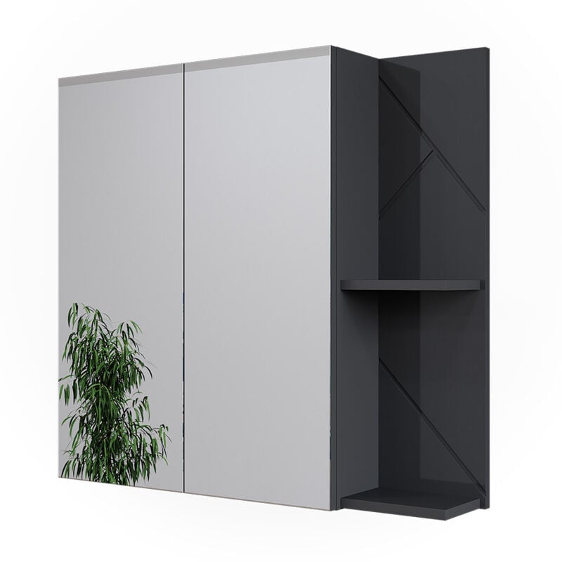 Armoire de toilette Irma, Anthracite Haute brillance, 80x75cm Vicco