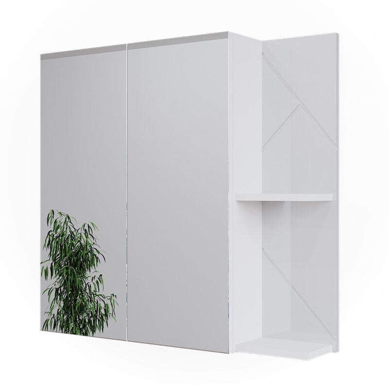 Vicco - Armoire de toilette Irma, Blanc Haute brillance, 80x75cm