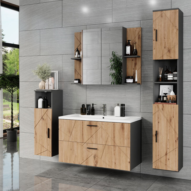 Ensemble de meubles de salle de bains Irma, Anthracite, 5 pièces, Vicco