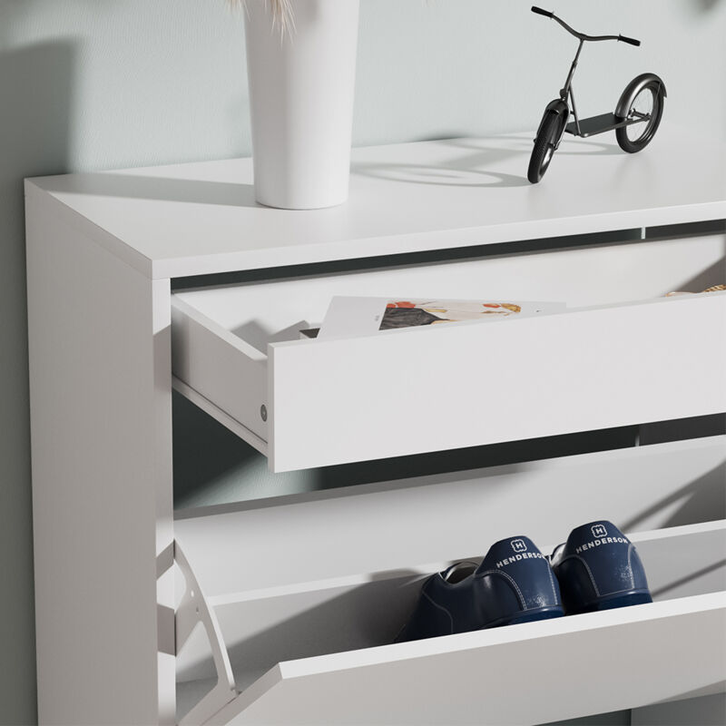 Vicco - Schuhschrank Ivo, Weiß, 90 X 181.5 Cm Mit 3 Fächern, 1 Schublade