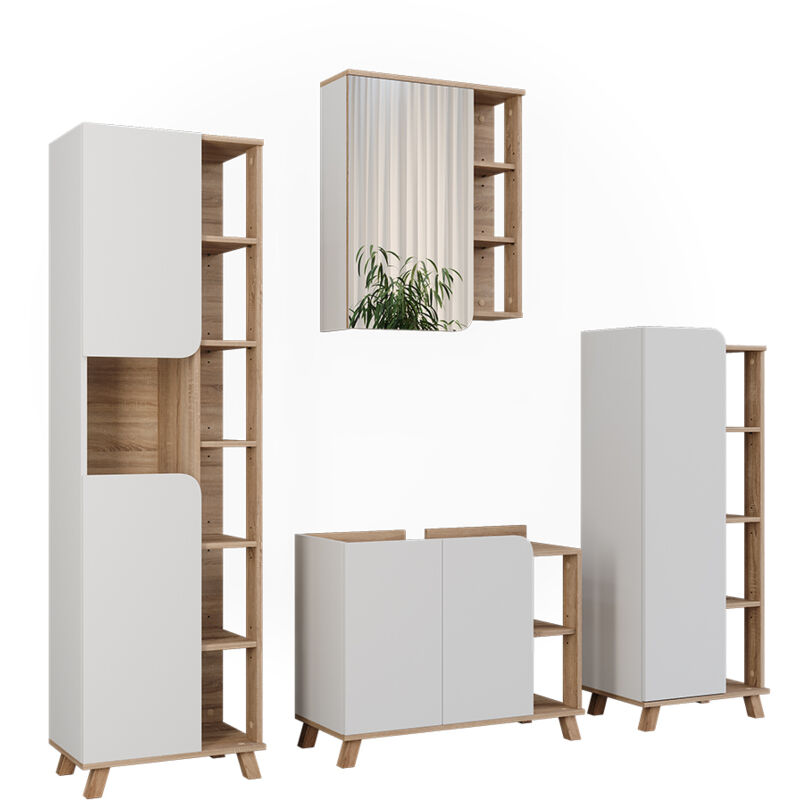 Vicco - Badmöbel-set Karen, Sonoma/weiß, 4 Teile