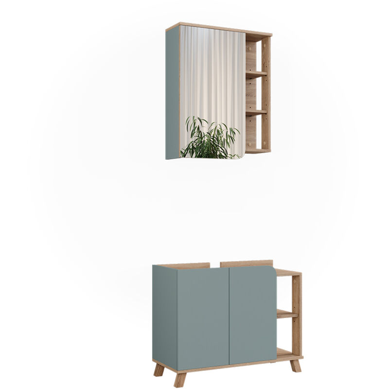 Vicco - Badmöbel-set Karen, Sonoma/blau, 2 Teile