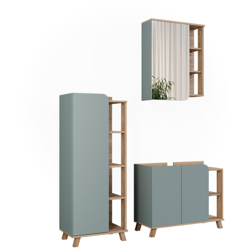 Badmöbel-set Karen, Sonoma/blau, 3 Teile, Vicco