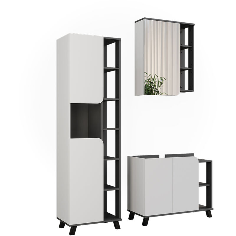 Vicco - Badmöbel-set Karen, Anthrazit/weiß, 3 Teile