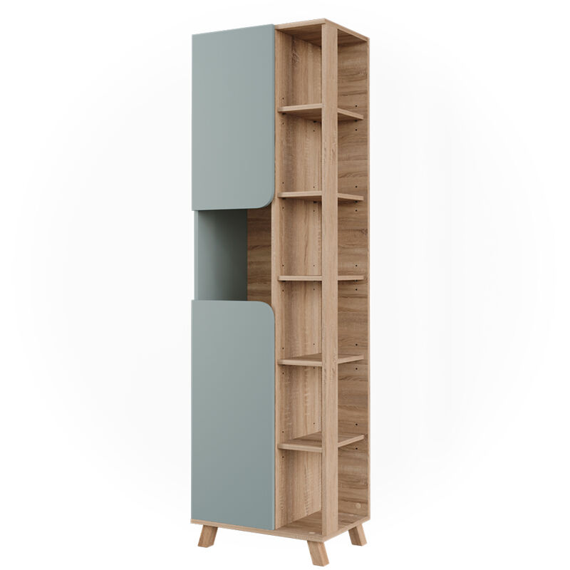 Vicco - Armoire de salle de bain Karen, Sonoma/Bleu, 50x175cm avec 2 portes
