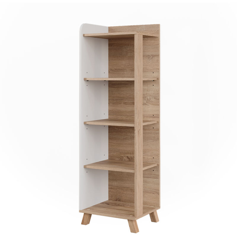 Vicco - Badregal Karen, Sonoma/weiß, 40 X 128 Cm Mit 4 Fächern