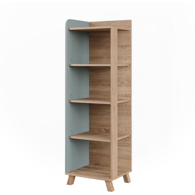 Vicco - tagère de salle de bain Karen, Sonoma/Bleu, 40x128cm avec 4 compartiments
