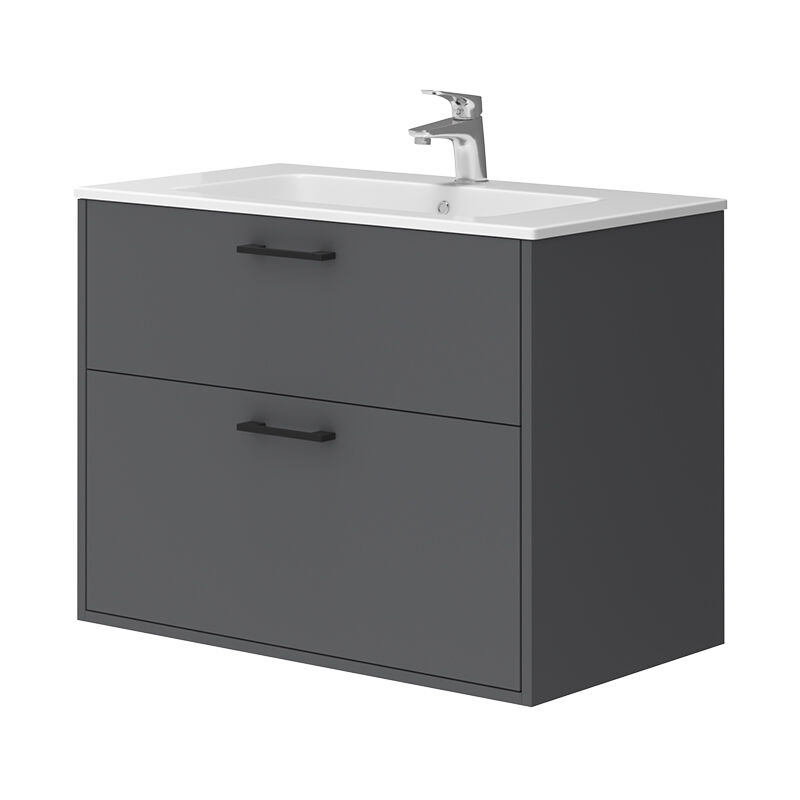 Vicco - Badmöbel-set Lanco, Anthrazit, 80 X 61.5 Cm Mit Waschbecken