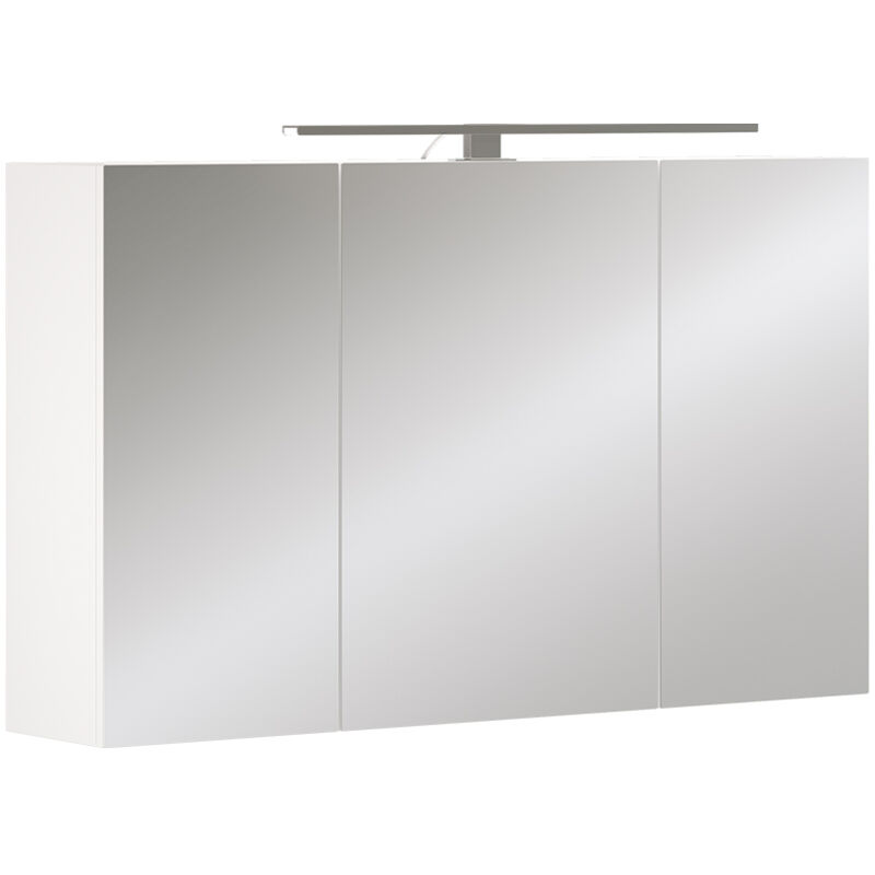 Badspiegelschrank Lavio, Weiß, 100 X 60 Cm Mit 3 Türen Und Led-beleuchtung, Vicco