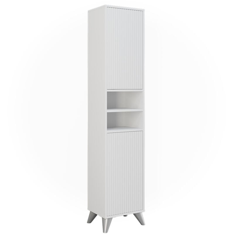 Vicco - Meuble salle de bain Leano, Blanc, 38x180cm avec 2 portes