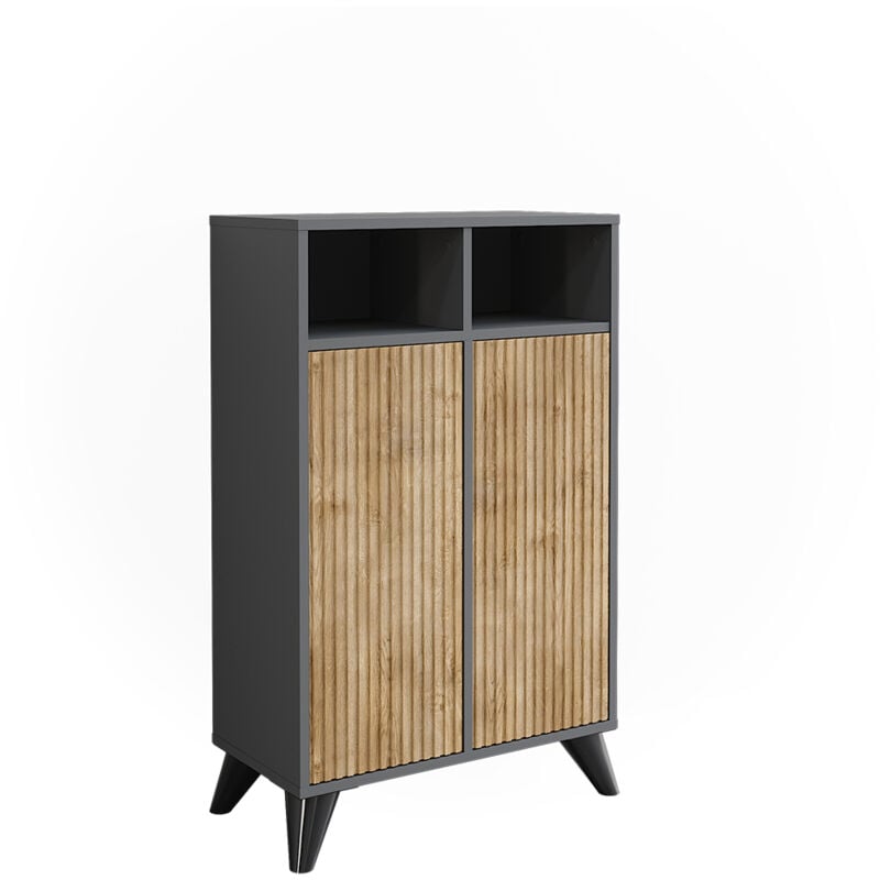 Armoire Midischrank Leano, Anthracite/Chêne de montagne, 60x97cm avec 2 portes, Vicco