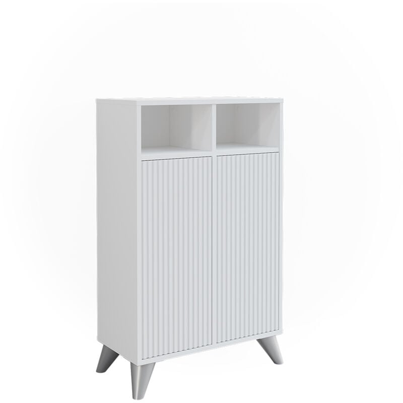 Vicco - Meuble salle de bain Leano, Blanc, 60x97cm avec 2 portes