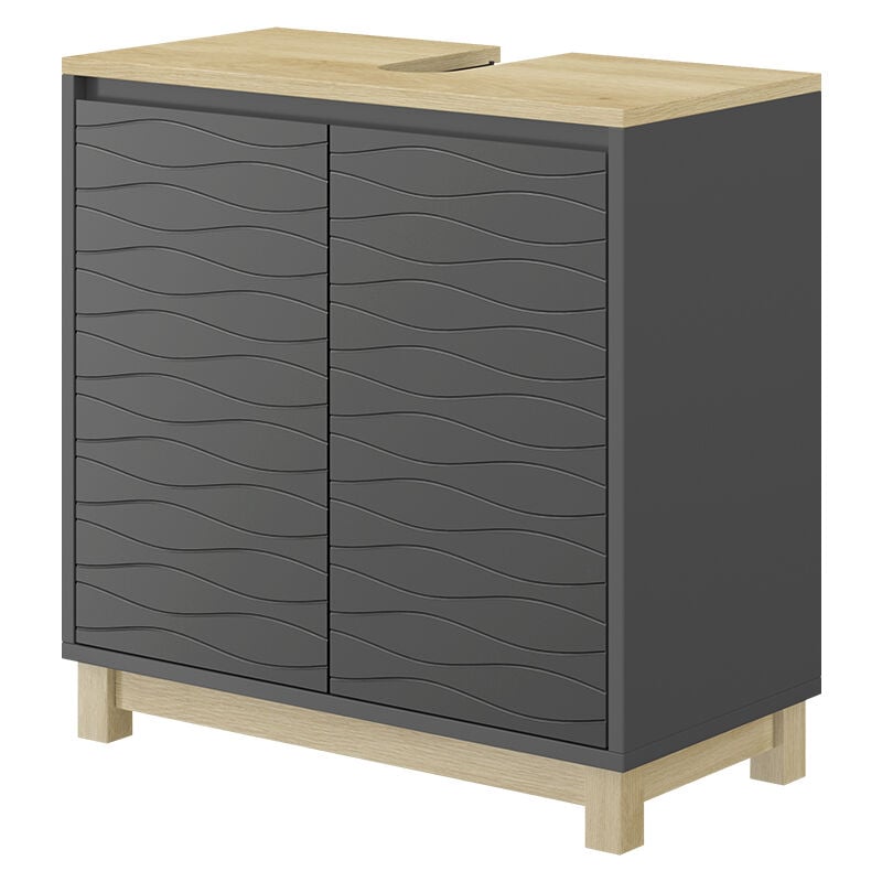 Vicco - Meuble sous vasque Livia, Anthracite, 60x60cm avec 2 portes