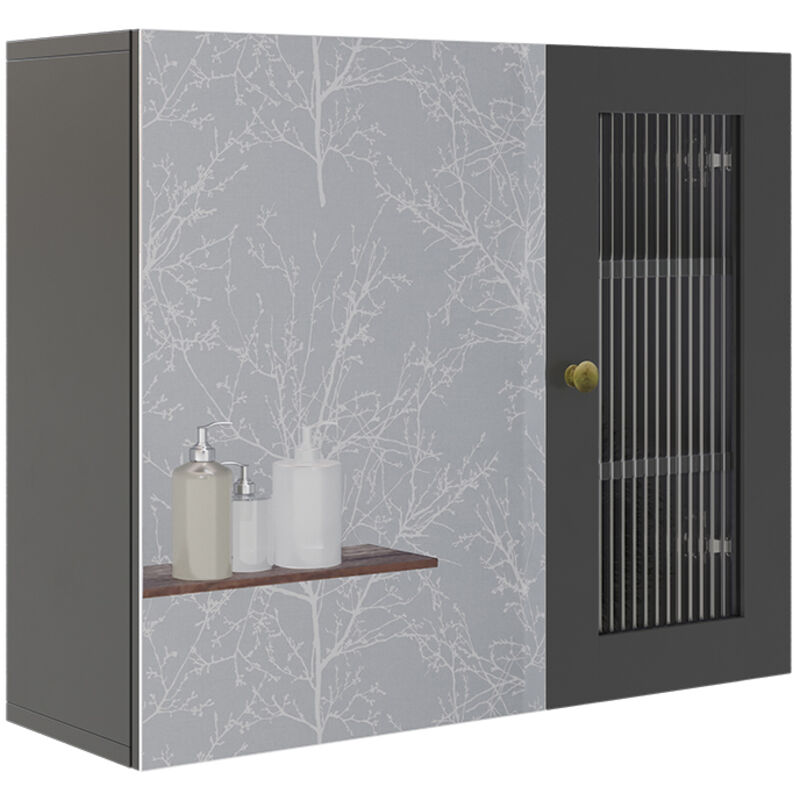 Vicco - Badspiegelschrank Malte, Grau, 60 X 50 Cm Mit Spiegel